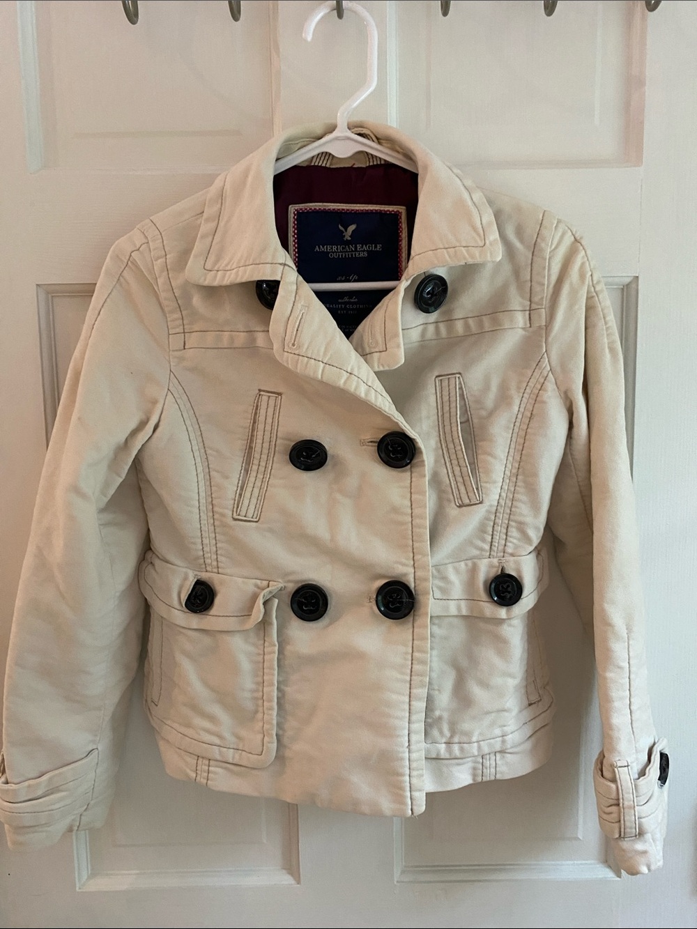American Eagle Cream Utility Jacket with Satin Lining | Size XS